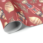 Papier Cadeau Aquarelle Nutcracker Pine Noël (Coin rond)