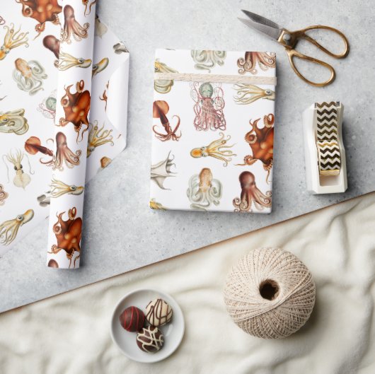 Papier Cadeau Aquarelle Octopus Cephalopod Océan Animaux (Artisanat)