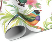 Papier Cadeau Aquarelle Oiseaux (Coin rond)