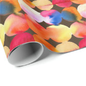 Papier Cadeau Aquarelle orange chaude art abstrait (Coin rond)