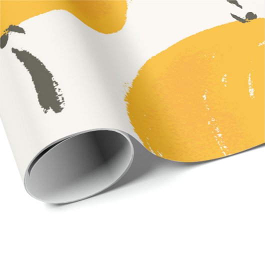 Papier Cadeau Aquarelle oranges fruit peinture à la main illustr (Coin rond)