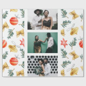 Papier Cadeau Aquarelle Ornements de Noël Collage photo (Plat)