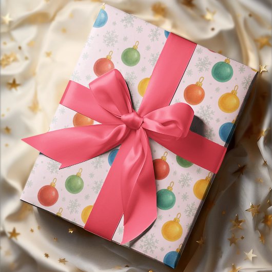 Papier Cadeau Aquarelle - Ornements de Noël et flocons de neige 