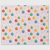 Papier Cadeau Aquarelle - Ornements de Noël et flocons de neige  (Plat)