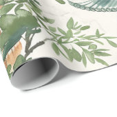 Papier Cadeau Aquarelle Pagode asiatique dans paysage verdoyant (Coin rond)