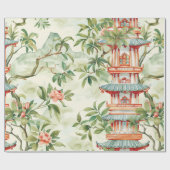 Papier Cadeau Aquarelle Pagode asiatique dans paysage verdoyant  (Plat)