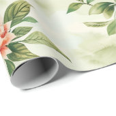 Papier Cadeau Aquarelle Pagode asiatique dans paysage verdoyant  (Coin rond)