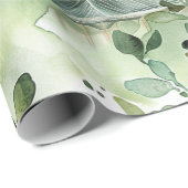 Papier Cadeau Aquarelle Pagode asiatique dans paysage verdoyant  (Coin rond)