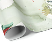 Papier Cadeau Aquarelle Pagode asiatique dans paysage verdoyant (Coin rond)