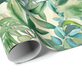 Papier Cadeau Aquarelle Pagode asiatique dans paysage verdoyant  (Coin rond)