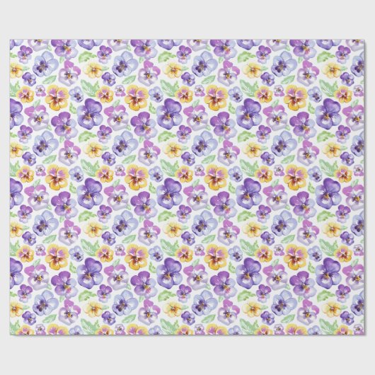 Papier Cadeau Aquarelle Pansy Flowers (Plat)