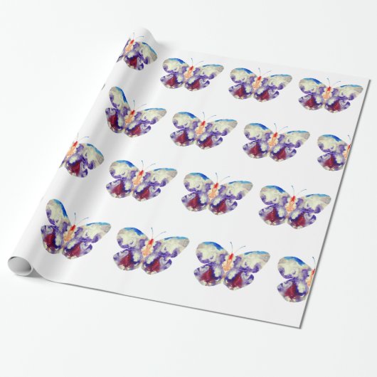 Papier Cadeau Aquarelle papillon (Déroulé)