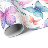 Papier Cadeau Aquarelle papillon (Coin rond)