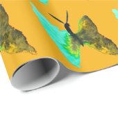 Papier Cadeau Aquarelle papillon aqua joli (Coin rond)