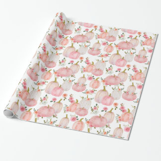 Papier Cadeau Aquarelle Pastel Citrouille rose Rose Motif