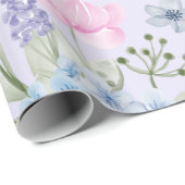 Papier Cadeau Aquarelle Pastel Couleur Mixte Fleurs d'Hydrangée (Coin rond)