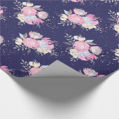 Papier Cadeau Aquarelle Pastel Fleurs avec Parties scintillant (Coin)