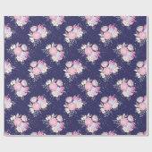Papier Cadeau Aquarelle Pastel Fleurs avec Parties scintillant (Plat)