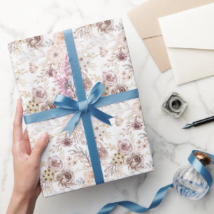 Papier Cadeau Aquarelle Pastel Roses colorés