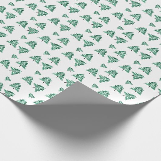 Papier Cadeau Aquarelle peinte à la main Noël Arbre de neige flo (Coin)