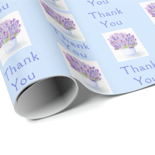 Papier Cadeau Aquarelle peinte à la main Petit MERCI lavande
