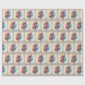 Papier Cadeau Aquarelle Peinture et Fleurs (Plat)