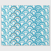 Papier Cadeau Aquarelle peinture sans couture motif avec bleu wa (Plat)
