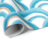 Papier Cadeau Aquarelle peinture sans couture motif avec bleu wa (Coin rond)