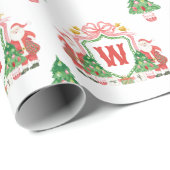 Papier Cadeau Aquarelle Père Noël Monogram Crest Noël (Coin rond)