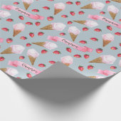 Papier Cadeau Aquarelle personnalisée cône de crème glacée frais (Coin)