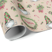 Papier Cadeau Aquarelle personnalisée Noël Gnome (Coin rond)