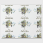 Papier Cadeau Aquarelle personnalisée Pine d'hiver Arbre vert No (Plat)