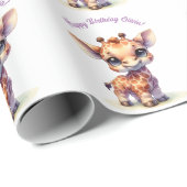 Papier Cadeau Aquarelle petite girafe (Coin rond)