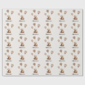 Papier Cadeau Aquarelle photo ours 1er anniversaire moderne (Plat)