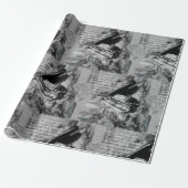 Papier Cadeau Aquarelle Piano Vintage Notes musicales Art (Déroulé)