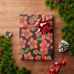 Papier Cadeau Aquarelle pimpernel écarlate vert rouge pourpre