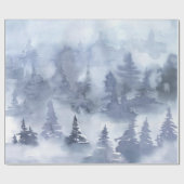 Papier Cadeau Aquarelle Pin rustique Arbres Forêt Neige hiver (Plat)