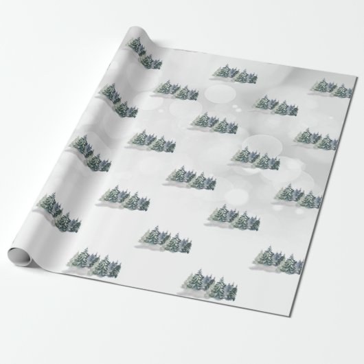 Papier Cadeau Aquarelle Pine Arbre, Forêt (Déroulé)