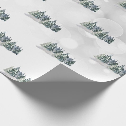 Papier Cadeau Aquarelle Pine Arbre, Forêt (Coin)