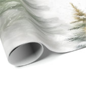 Papier Cadeau Aquarelle Pine Arbre Sage Vert Noël (Coin rond)