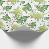 Papier Cadeau Aquarelle Pine Arbres Moderne Rustique (Coin)
