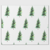 Papier Cadeau Aquarelle Pine Arbres Vacances d'hiver (Plat)