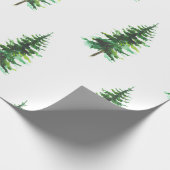 Papier Cadeau Aquarelle Pine Arbres Vacances d'hiver (Coin)