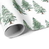 Papier Cadeau Aquarelle Pine Cônes Noël Arbre de Noël (Coin rond)