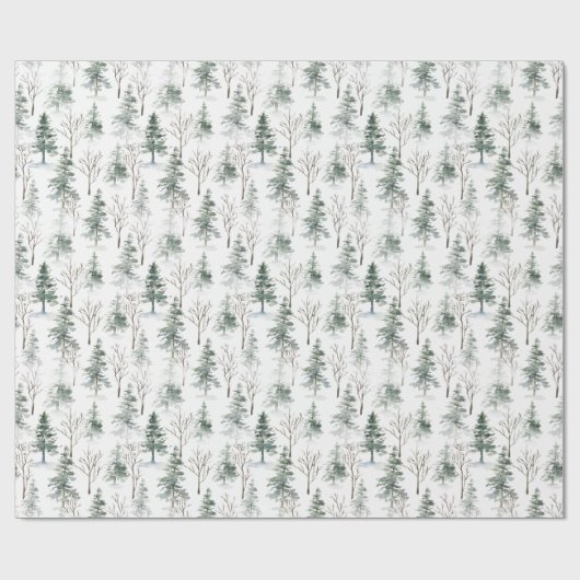 Papier Cadeau Aquarelle Pine Cônes Noël Arbre de Noël (Plat)