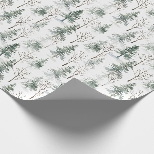 Papier Cadeau Aquarelle Pine Cônes Noël Arbre de Noël (Coin)