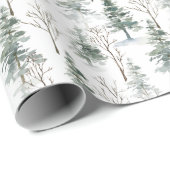 Papier Cadeau Aquarelle Pine Cônes Noël Arbre de Noël (Coin rond)