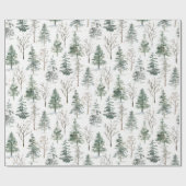 Papier Cadeau Aquarelle Pine Noël Arbres de Noël (Plat)