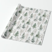 Papier Cadeau Aquarelle Pine Noël Arbres de Noël (Déroulé)