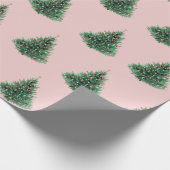 Papier Cadeau Aquarelle Pine Tree Rose Noël (Coin)